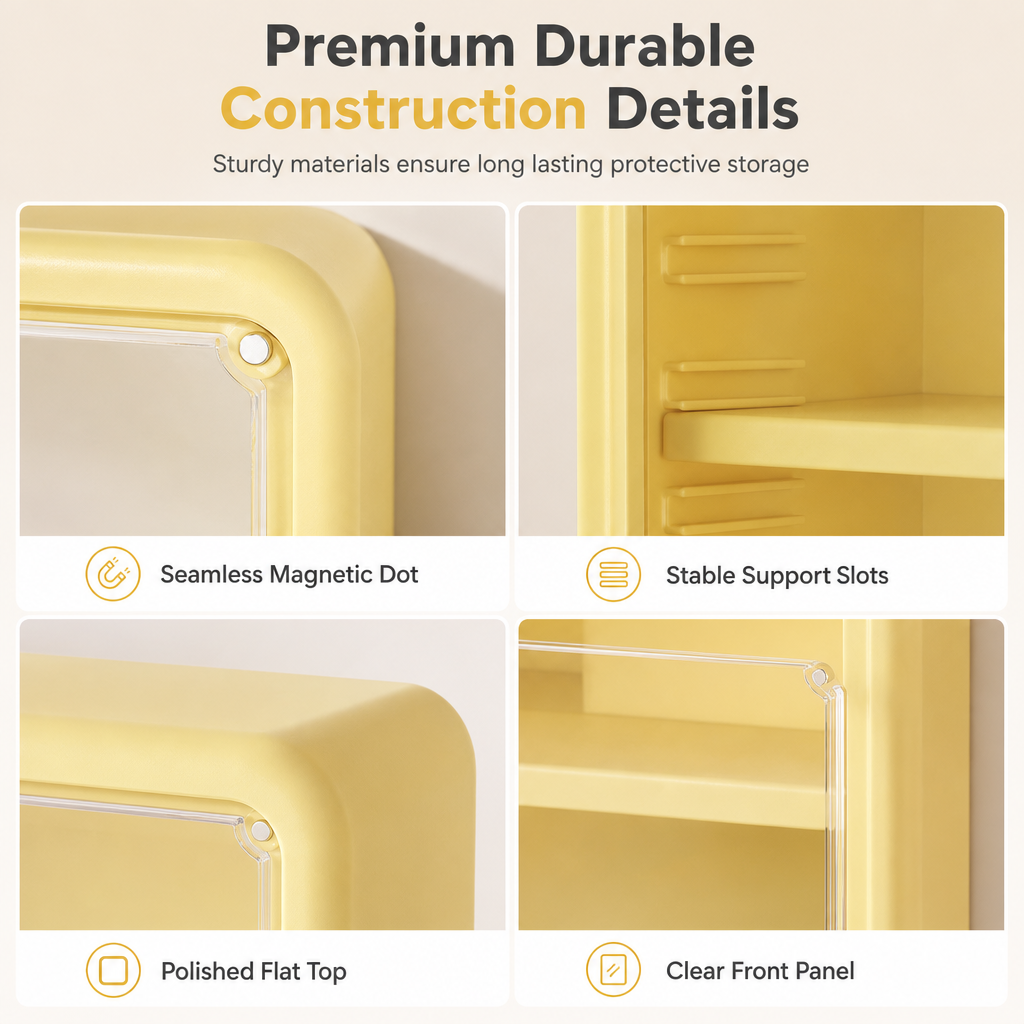 🧸 Wall-Mounted Blind Box Display Case: Clear Front, Magnetic Door, Adjustable Shelves