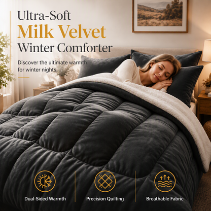 ❄️ LIMITED-TIME 50% OFF! 🧸 Milk Velvet Sherpa Winter Comforter – Dual-Sided Plush, Heat Lock, No Shift Fill ✨