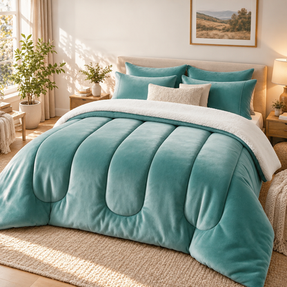 ❄️ LIMITED-TIME 50% OFF! 🧸 Milk Velvet Sherpa Winter Comforter – Dual-Sided Plush, Heat Lock, No Shift Fill ✨