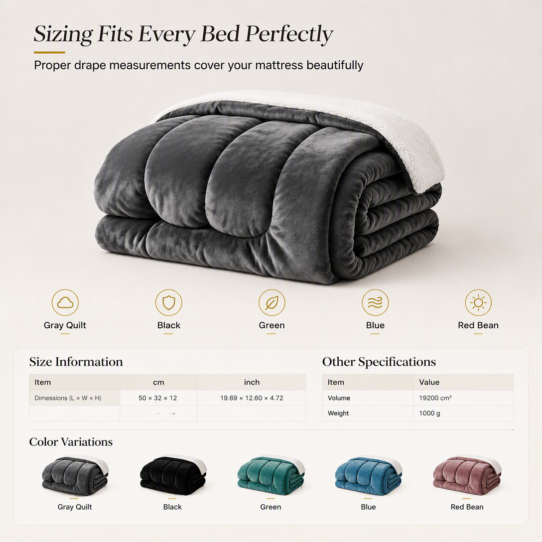 ❄️ LIMITED-TIME 50% OFF! 🧸 Milk Velvet Sherpa Winter Comforter – Dual-Sided Plush, Heat Lock, No Shift Fill ✨