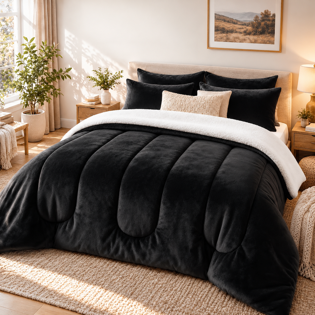❄️ LIMITED-TIME 50% OFF! 🧸 Milk Velvet Sherpa Winter Comforter – Dual-Sided Plush, Heat Lock, No Shift Fill ✨