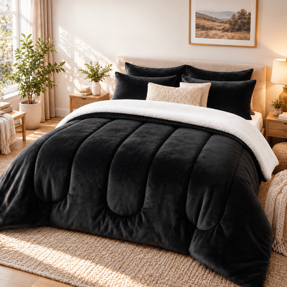 ❄️ LIMITED-TIME 50% OFF! 🧸 Milk Velvet Sherpa Winter Comforter – Dual-Sided Plush, Heat Lock, No Shift Fill ✨