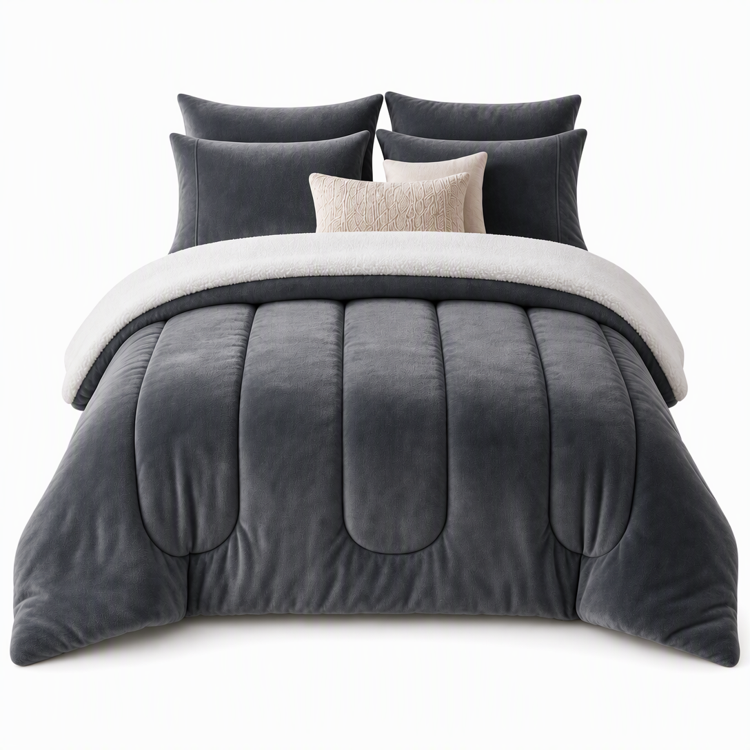 ❄️ LIMITED-TIME 50% OFF! 🧸 Milk Velvet Sherpa Winter Comforter – Dual-Sided Plush, Heat Lock, No Shift Fill ✨