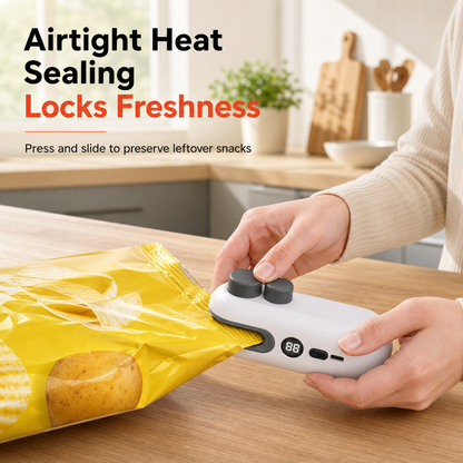 🎁2026 New Arrivals 50% OFF💥Handheld Mini Bag Sealer Portable Rechargeable Heat Sealing Machine with Battery Power Display and Magnetic Design for Plastic Snack Bags