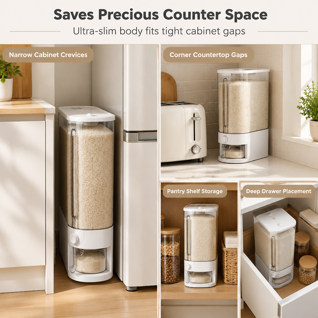 📢📢 50% OFF🍚Slim Rice Storage Container – Airtight, Moisture-Proof & Insect-Resistant Bin for Rice and Flour