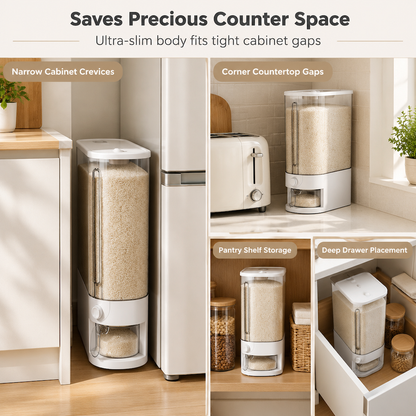 📢📢 50% OFF🍚Slim Rice Storage Container – Airtight, Moisture-Proof & Insect-Resistant Bin for Rice and Flour