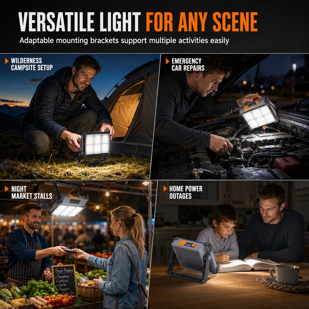 🔥50% OFF!!📢☀️ Solar Portable Handheld Lantern & Floodlight – Stay Lit Outdoors, in Emergencies & at Night Markets ✨