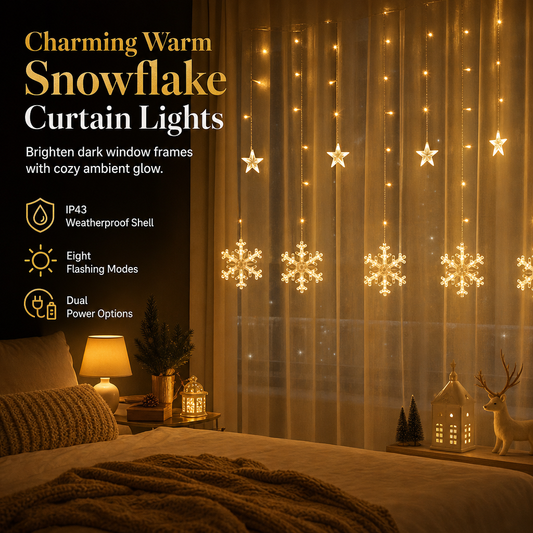 ❄️ 73% OFF! ✨ Careluxpro LED Snowflake Curtain Lights – Waterproof & festive décor ✨