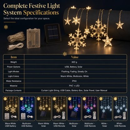 ❄️ 73% OFF! ✨ Careluxpro LED Snowflake Curtain Lights – Waterproof & festive décor ✨