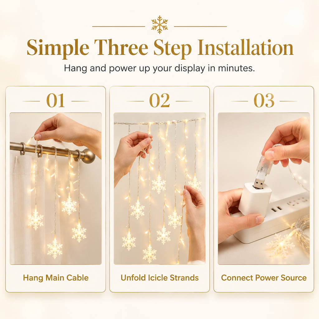 ❄️ 73% OFF! ✨ Careluxpro LED Snowflake Curtain Lights – Waterproof & festive décor ✨
