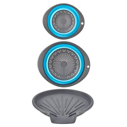 3-Piece Collapsible Colander Set with Draining Base