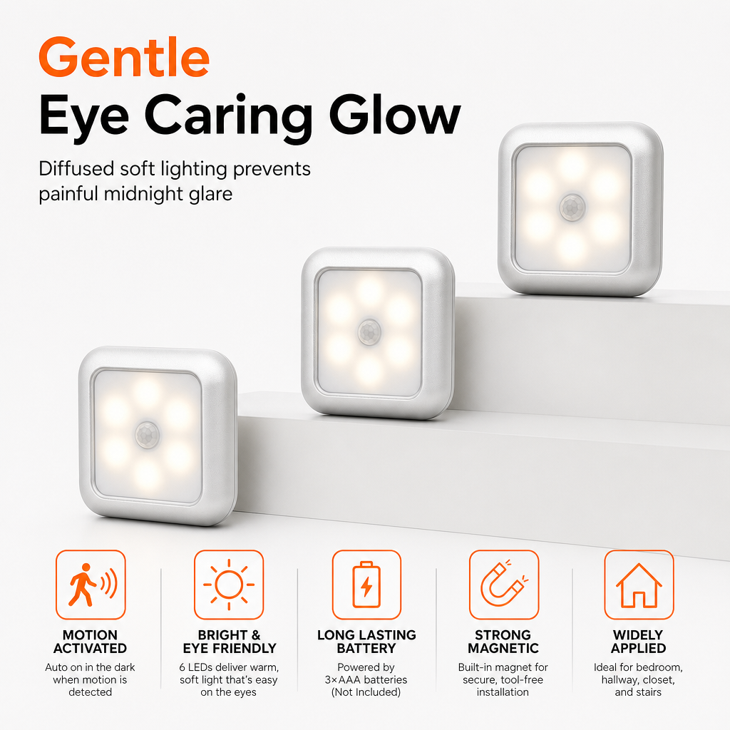 💡 Smart Motion Sensor Night Light – Hands-Free, Soft & Magnetic 🌙