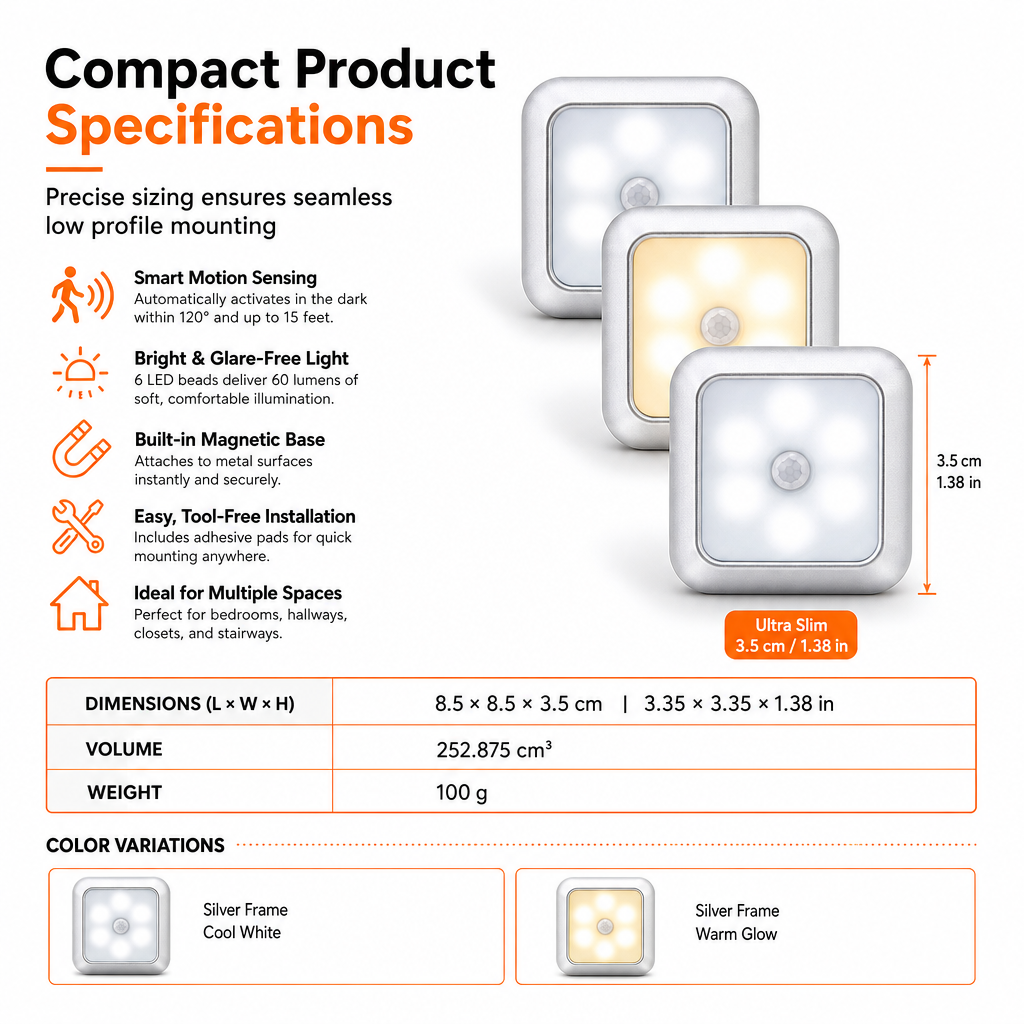 💡 Smart Motion Sensor Night Light – Hands-Free, Soft & Magnetic 🌙