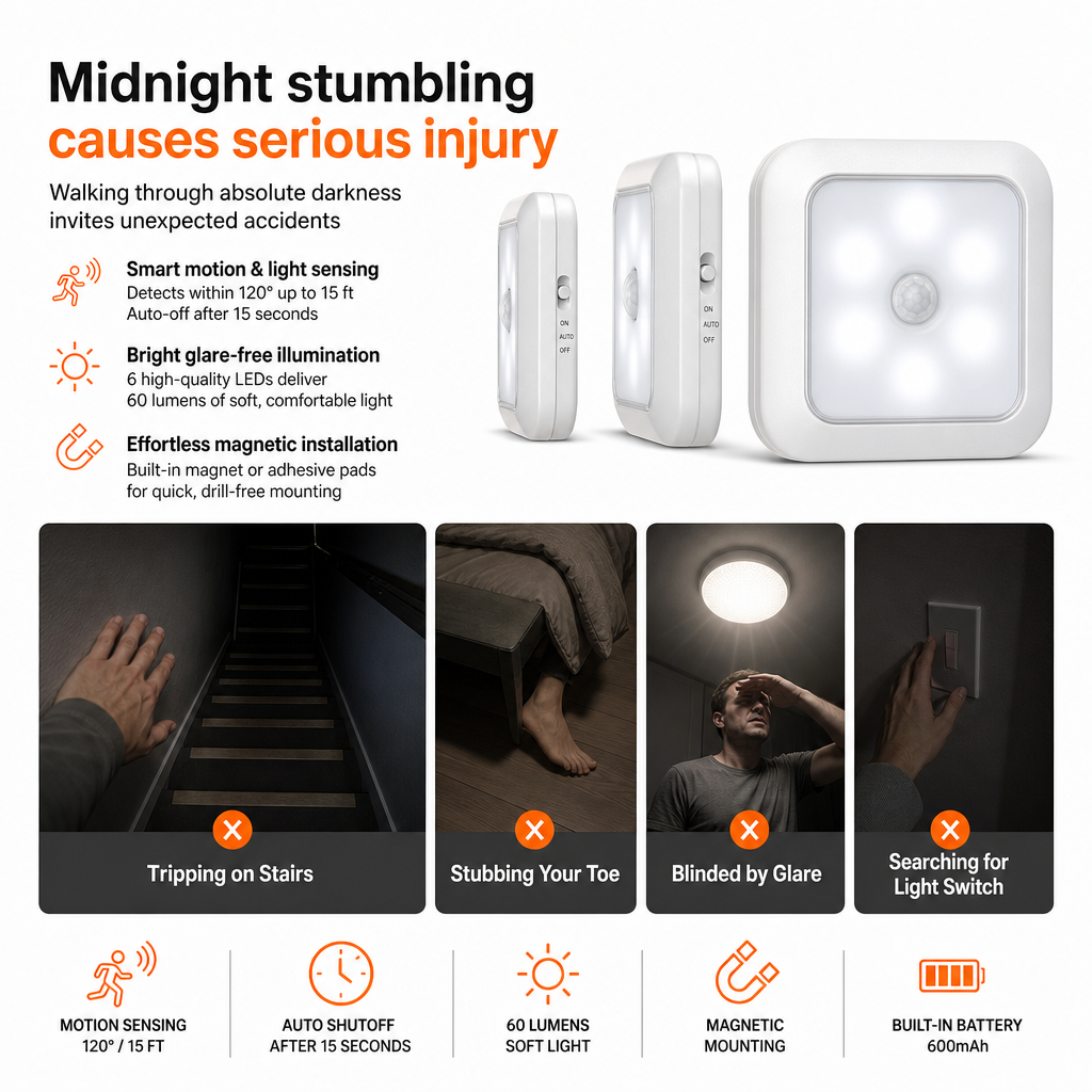 💡 Smart Motion Sensor Night Light – Hands-Free, Soft & Magnetic 🌙